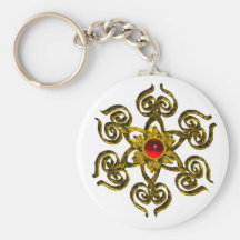 GOLDEN ROSE RUBY KEYCHAINS