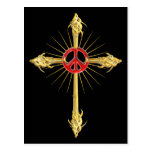 Golden Ruby Peace Cross Postcard