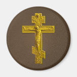 Golden Russian orthodox cross Fridge Magnet