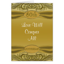 Golden Scrolls 50th Wedding Anniversary Card