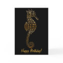 Golden SEA HORSE Funny Birthday Card Series