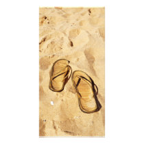 golden slippers on the beach photo cards