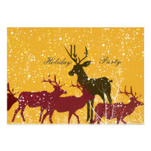 Golden Snow Animal Nature Holiday Personalized Invites