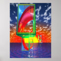 Golden Spiral Sunset Sailing posters