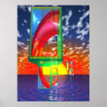 Golden Spiral Sunset Sailing posters