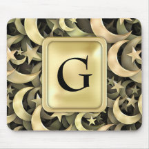 Golden Star and Crescent Mouse Pad