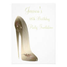 Golden Stiletto Shoe Invitation Cards