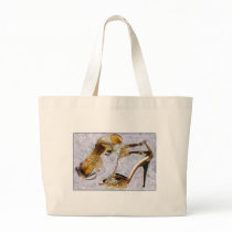 Golden Studded Stilettos Canvas Bags