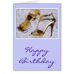 Golden Studded Stilettos Greeting Cards
