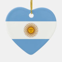Golden Sun Argentina Flag Heart Shape Decoration Christmas Tree Ornament