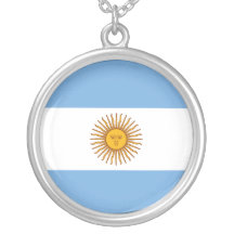 Golden Sun Argentina Flag Silver Plated Necklace