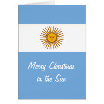 Golden Sun Argentina Flag Sunny Christmas Card