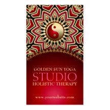 Golden Sun Yoga Reiki Balance Red Business Cards