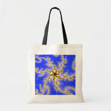 Golden Swirl on Blue - fractal design Bag