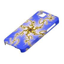 Golden Swirl on Blue - fractal design Case For The iPhone 5