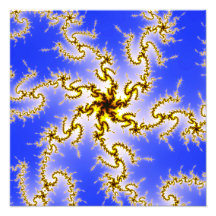 Golden Swirl on Blue - fractal design Photo Art