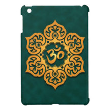 Golden Teal Floral Aum Design