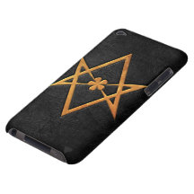 Golden Thelemic Unicursal Hexagram Black Leather iPod Touch Case