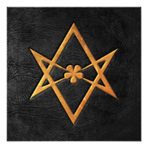 Golden Thelemic Unicursal Hexagram Black Leather Photo