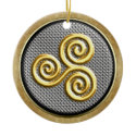Golden Triskele  Round Ornament