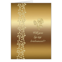 Golden Wedding roses and hearts Greeting Card