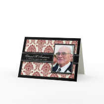 Golden Years Damask Birthday CARD Invitation (red)