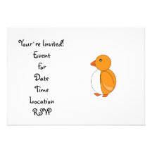 Golden yellow cute penguin invite