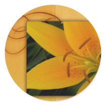 Golden yellow tiger lily for fall round stickers