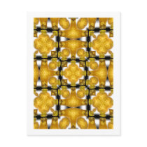 Golden Yellow Vase Flower Etching Abstract Art