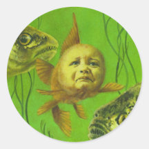 Goldfish Baby Mutant Design Round Stickers
