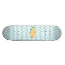 Goldfish on aqua blue chevron skate board decks