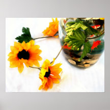 Goldfish wedding centerpiece sunflower photograph posters