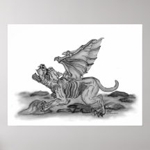 Golem - Gargoyle schwarz-weiß design Plakatdruck