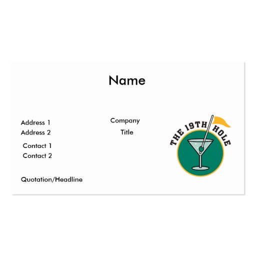 golf 19th hole drink time humour business card templates