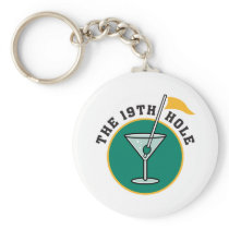 golf 19th hole drink time humour key chain