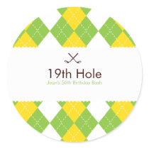 Golf Argyle Gift Label Sticker