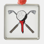 golf ball and clubs crossbones ornament