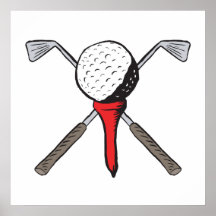 golf ball and clubs crossbones poster