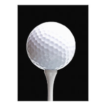 Golf Ball and Tee on Black- Customised Invite