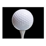 Golf Ball and Tee on Black- Customised Postcard