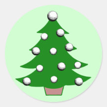 Golf Ball Christmas Tree Round Stickers