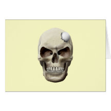 Golf Ball in Skull Greeting Cards
