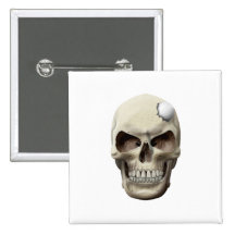Golf Ball in Skull Pinback Button