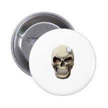 Golf Ball in Skull Pinback Buttons