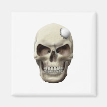 Golf Ball in Skull Refrigerator Magnets