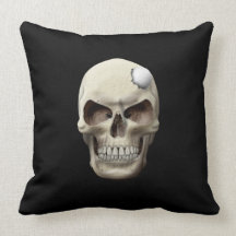 Golf Ball in Skull Throw Pillow