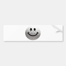 Golf ball smiley bumper stickers