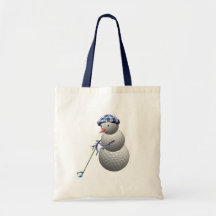 Golf Ball Snowman Christmas Canvas Bag