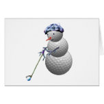 Golf Ball Snowman Christmas Greeting Card