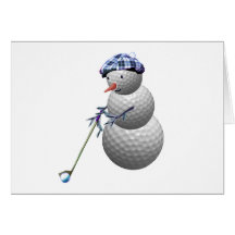 Golf Ball Snowman Christmas Greeting Card